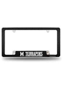 Maryland Terrapins Carbon Fiber All Over Chrome License Plate Frame - Black