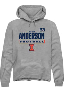Jordan Anderson Rally Mens Graphite Illinois Fighting Illini NIL Stacked Box Player Hood