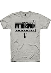 DaMari Witherspoon Rally Mens Ash Cincinnati Bearcats NIL Stacked Box Player T Shirt