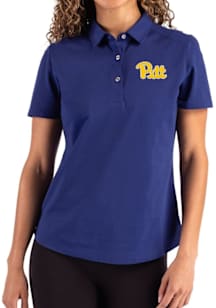 Womens Pitt Panthers Blue Cutter and Buck Advantage Short Sleeve Polo Shirt