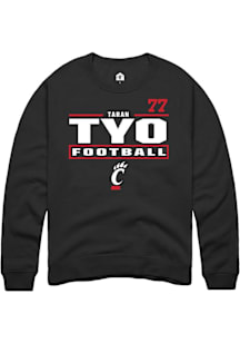 Taran Tyo Cincinnati Bearcats Mens Black Football NIL Stacked Box Player Crew