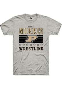 Dustin Norris Rally Mens Ash Purdue Boilermakers NIL Striped Player T Shirt