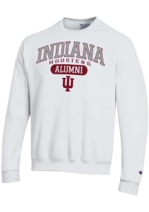 Mens Indiana Hoosiers White Champion Pill Alumni Powerblend Crew Sweatshirt