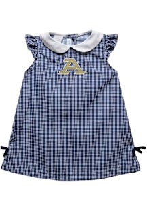 Vive La Fete Akron Zips Toddler Girls Navy Blue Gingham Short Sleeve Dress