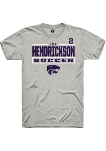 Lily Hendrickson Rally Mens Ash K-State Wildcats NIL Stacked Box Player T Shirt