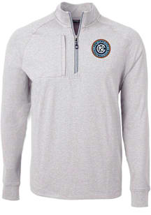 Cutter and Buck New York City FC Mens Grey Adapt Eco Knit Big and Tall Qtr Zip