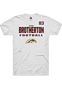 Ryan Brotherton Western Michigan Broncos White Football NIL Stacked Box Short Sleeve Player T Shir..