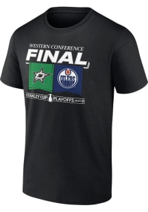 Dallas Stars Black 2025 Conference Finals Matchup Center Ice vs. EDM OILERS Short Sleeve T Shirt