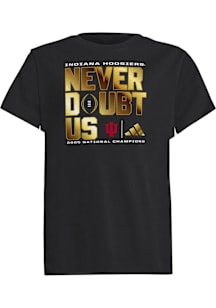 Adidas Indiana Hoosiers Youth Black 2025 CFP National Champions Locker Room Short Sleeve T-Shirt