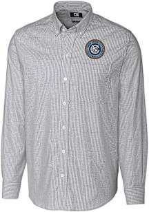Cutter and Buck New York City FC Mens Charcoal Stretch Oxford Stripe Big and Tall Dress Shirt