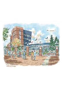 Ann Arbor Stadium Gates Illustration Postcard