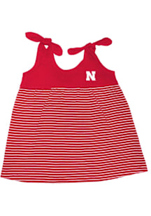 Nebraska Cornhuskers Toddler Girls Cardinal Stripe Short Sleeve Dress
