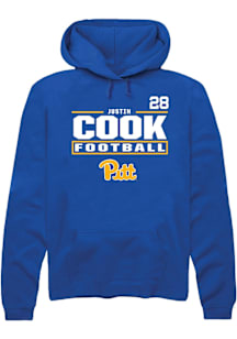 Justin Cook Pitt Panthers Mens Blue Football NIL Stacked Box Player Hood