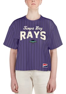 New Era Tampa Bay Rays Womens Purple Striped Short Sleeve T-Shirt