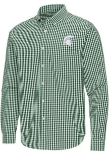 Mens Michigan State Spartans Green Antigua Ellis Long Sleeve Dress Shirt