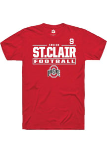 Tavien St. Clair Red Ohio State Buckeyes NIL Stacked Box Short Sleeve T Shirt
