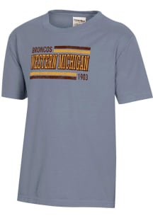 Youth Western Michigan Broncos Grey ComfortWash Striped Mascot Garment Dyed Short Sleeve T-Shirt