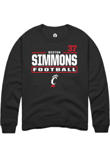 Weston Simmons Rally Mens Black Cincinnati Bearcats NIL Stacked Box Player Crew