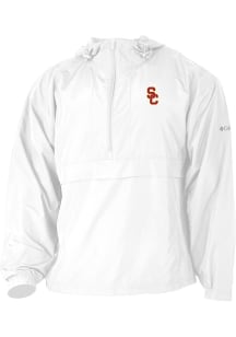 Mens USC Trojans White Columbia Heat Seal Prodigy Qtr Zip Pullover