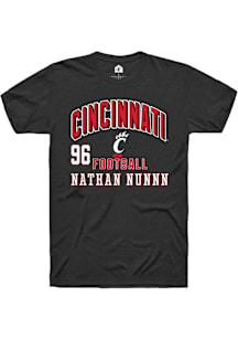 Nathan Nunnn Cincinnati Bearcats Black Football NIL Arch Logo Short Sleeve Player T Shirt