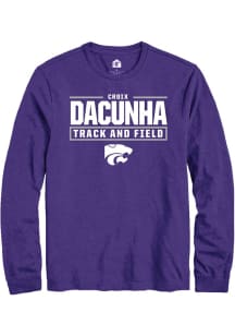 Croix DaCunha Mens Purple K-State Wildcats NIL Stacked Box Long Sleeve Player T Shirt