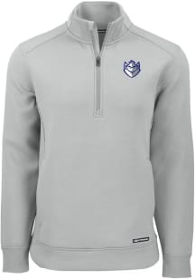 Cutter and Buck Saint Louis Billikens Mens Ash Roam Long Sleeve Qtr Zip Pullover