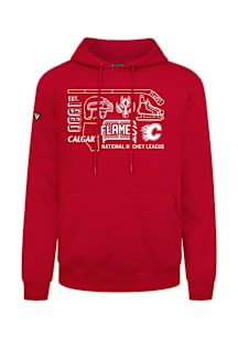 Levelwear Calgary Flames Mens Red Podium Campaign Long Sleeve Hoodie