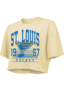 St Louis Blues Womens Yellow Boxy Crop Short Sleeve T-Shirt