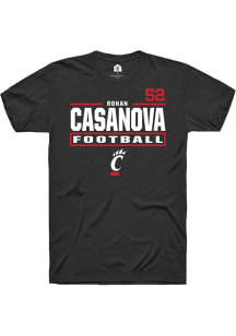 Ronan Casanova Rally Mens Black Cincinnati Bearcats NIL Stacked Box Player T Shirt