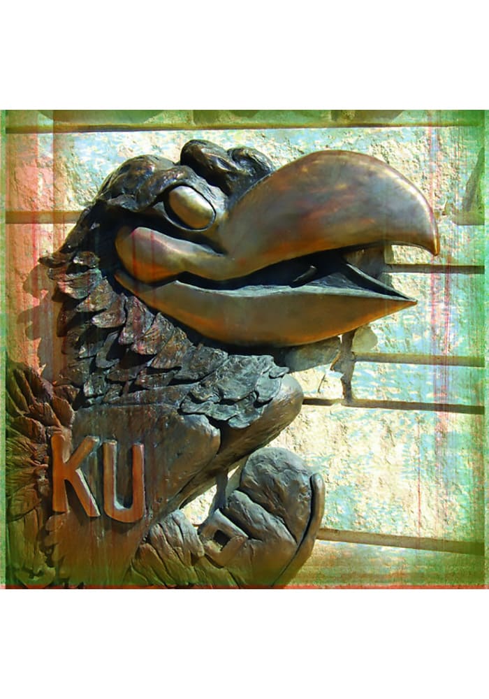 Kansas Jayhawks Bronze Jayhawk Stone Tile Coaster