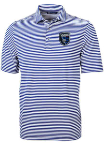 Cutter and Buck San Jose Earthquakes Blue Virtue Eco Pique Stripe Big and Tall Polo
