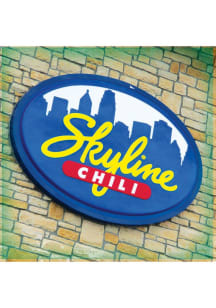 Cincinnati Skyline Chili Sign 4x4 Coaster - Blue