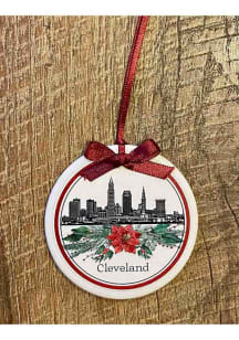 Cleveland Skyline Poinsettia Ornament
