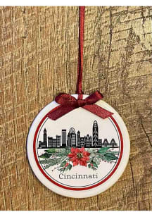 Cincinnati Skyline Poinsettia Ornament