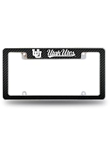 Utah Utes Carbon Fiber All Over Chrome License Plate Frame - Black