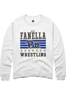 Nico Fanella Rally Mens White Pitt Panthers NIL Striped Player Crew