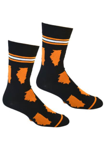 Illinois Blue Orange Shapes Mens Crew Socks
