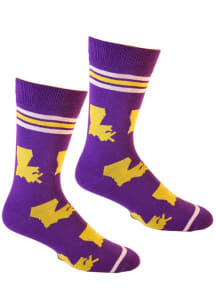 Louisiana Purple Gold Shapes Mens Crew Socks