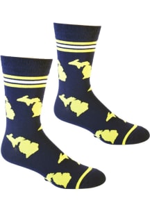 Michigan Blue Yellow Shapes Mens Crew Socks