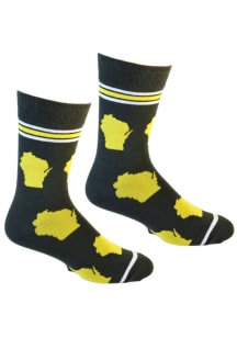 Wisconsin Green Yellow Shapes Mens Crew Socks