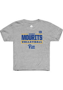 Dagmar Mourits Youth Grey Pitt Panthers NIL Stacked Box Short Sleeve Player T-Shirt