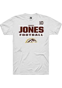 Brady Jones Western Michigan Broncos White Football NIL Stacked Box Short Sleeve Player T Shirt