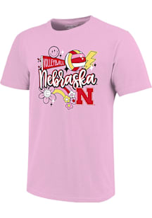 Nebraska Cornhuskers Girls Pink Disco Short Sleeve Tee