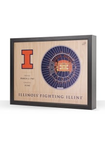 Illinois Fighting Illini 3D Stadium View Wall Art - Brown