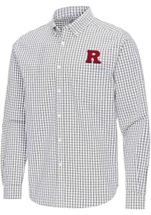 Mens Rutgers Scarlet Knights Ash Antigua Ellis Long Sleeve Dress Shirt