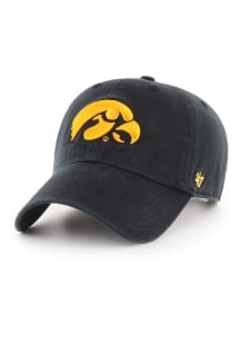47 Black Iowa Hawkeyes Logo Clean Up Adjustable Hat