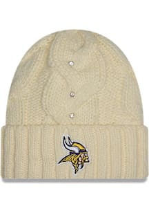 New Era Minnesota Vikings White DL Rhinestone Cable Cuff Womens Knit Hat