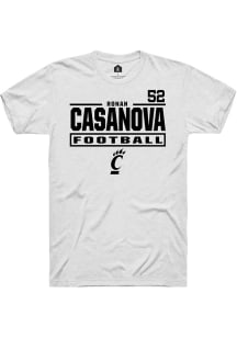 Ronan Casanova Rally Mens White Cincinnati Bearcats NIL Stacked Box Player T Shirt
