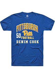 Denim Cook Pitt Panthers Blue Football NIL Arch Logo Short Sleeve Player T Shirt