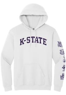 Mens K-State Wildcats White Summit Sportswear Vintage Logos Down Sleeve Heavyweight Hooded Sweatsh..